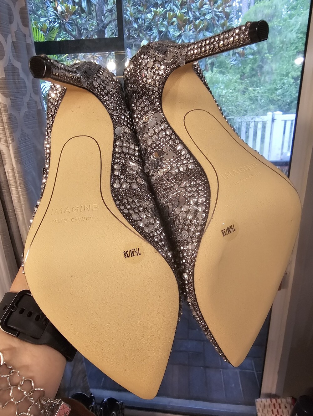 NWT Imagine Vince Camuto Greyson Pewter Mosaic Crystal Pumps 7.5 - Picture 4 of 10